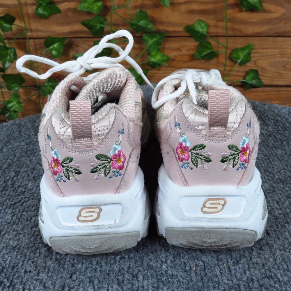 Skechers D'Lites Bright Blossoms Women Sneaker 7 Walking Pink Leather Floral